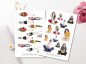 Preview: Mädchen mit Büchern Sticker Set